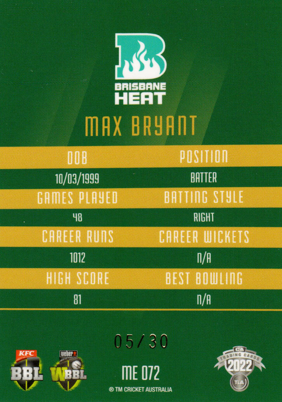 Max Bryant back
