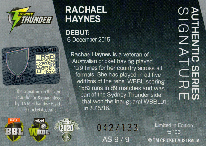 Rachael Haynes back