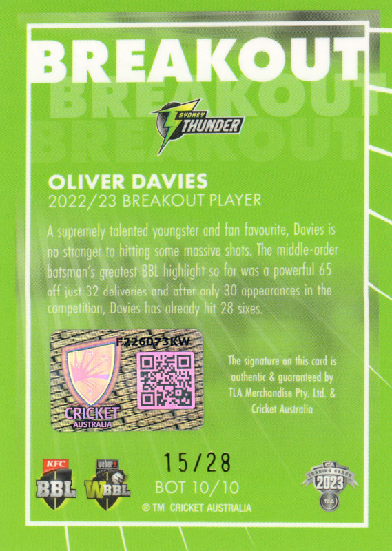 Oliver Davies back