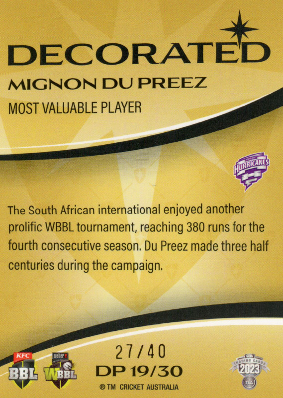 Mignon Du Preez back