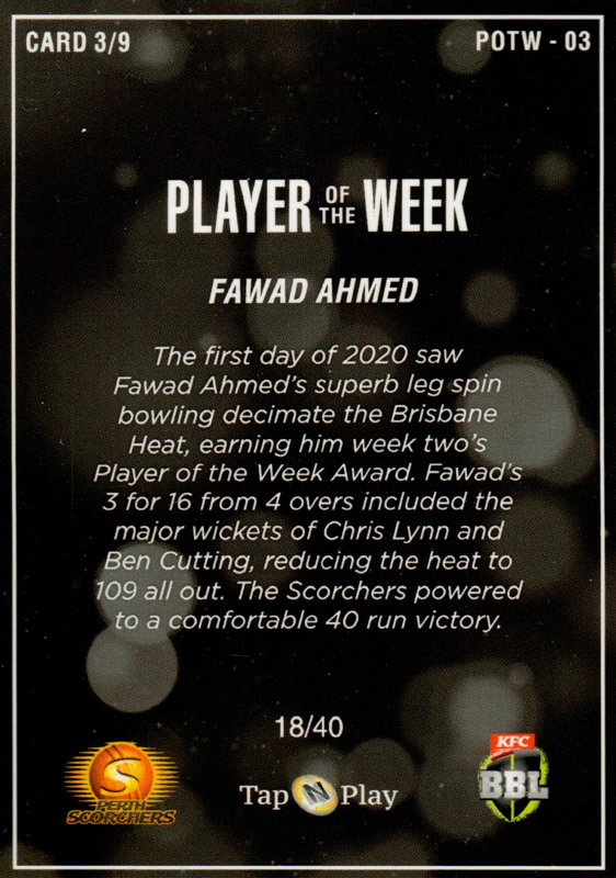 Fawad Ahmed back