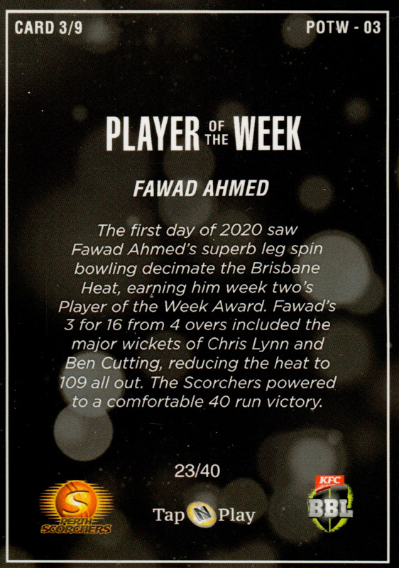 Fawad Ahmed back