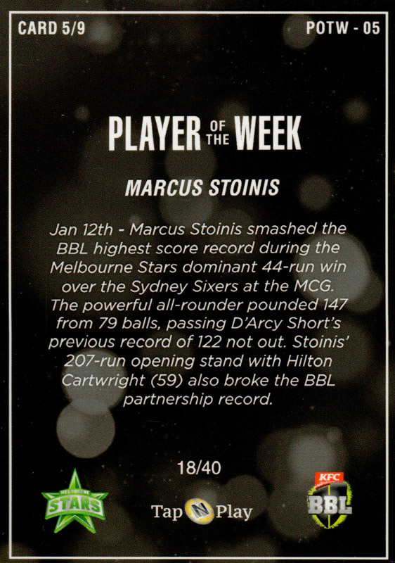 Marcus Stoinis back