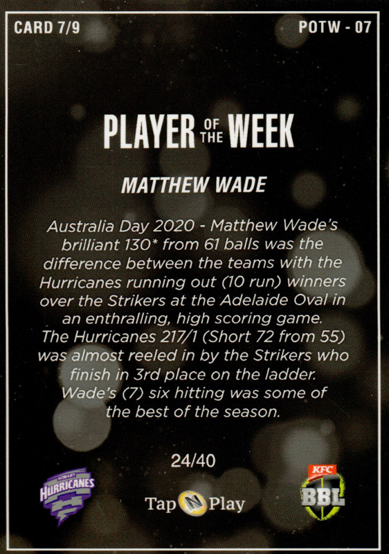 Matthew Wade back