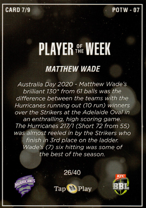 Matthew Wade back