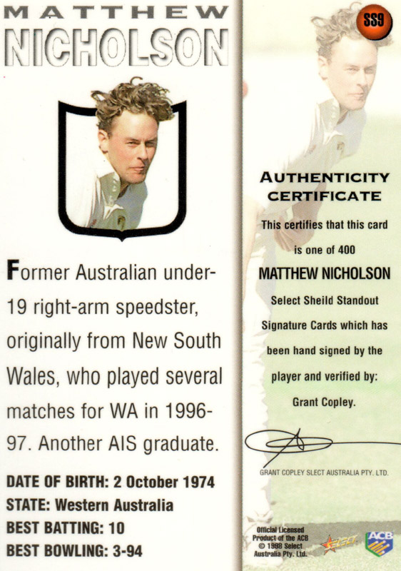 Matthew Nicholson back