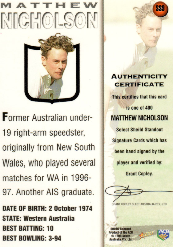 Matthew Nicholson back