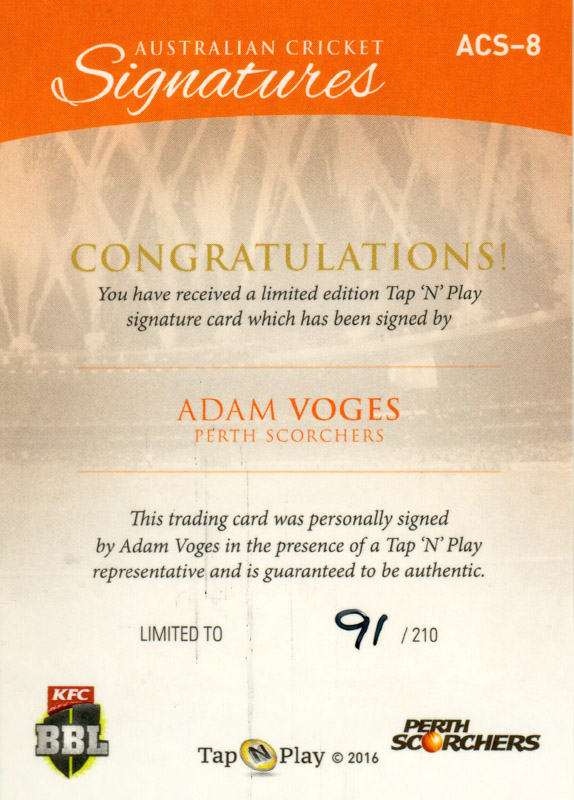 Adam Voges back