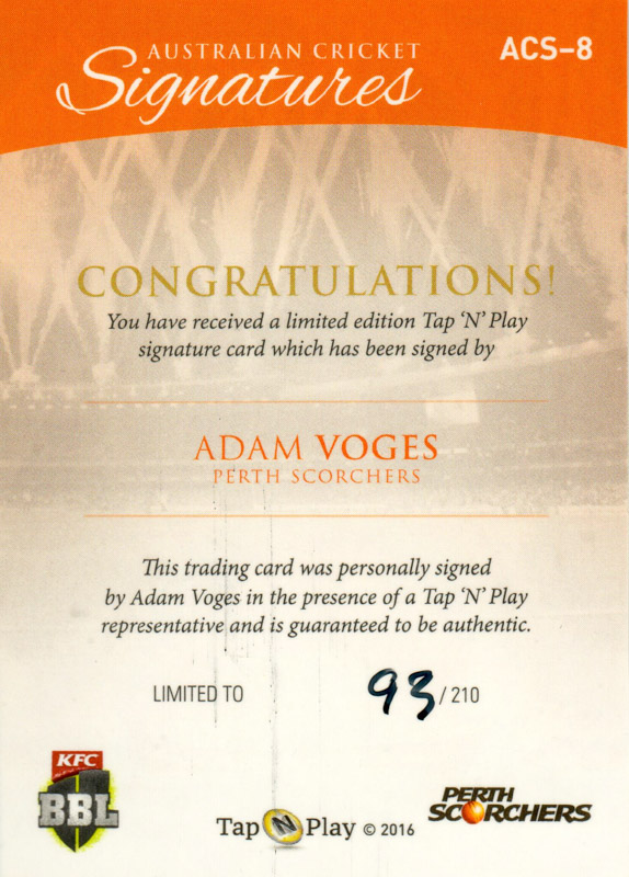 Adam Voges back
