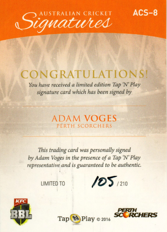 Adam Voges back