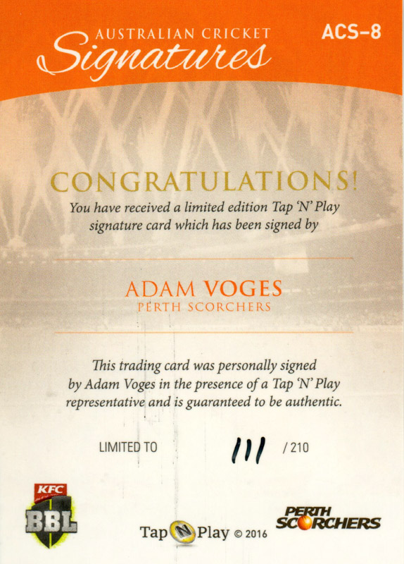 Adam Voges back