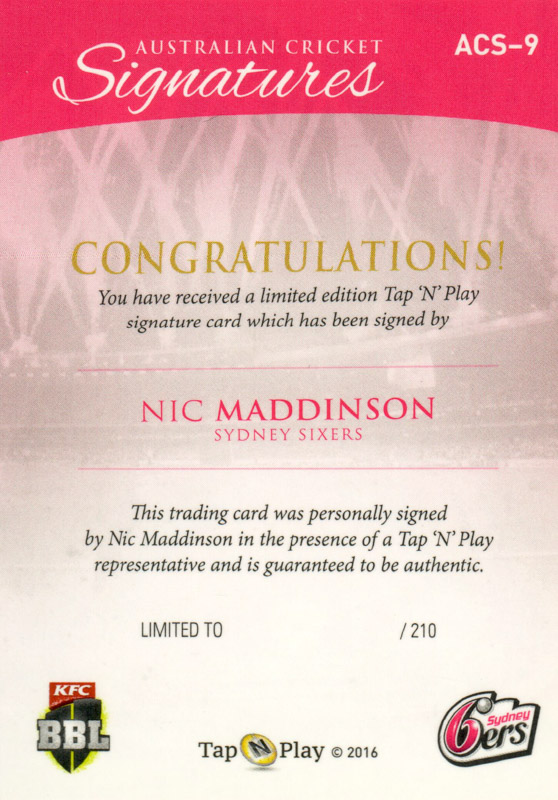 Nic Maddinson back