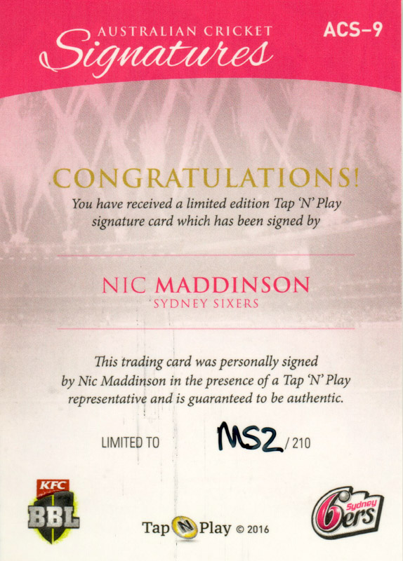 Nic Maddinson back