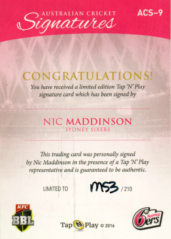 Nic Maddinson back