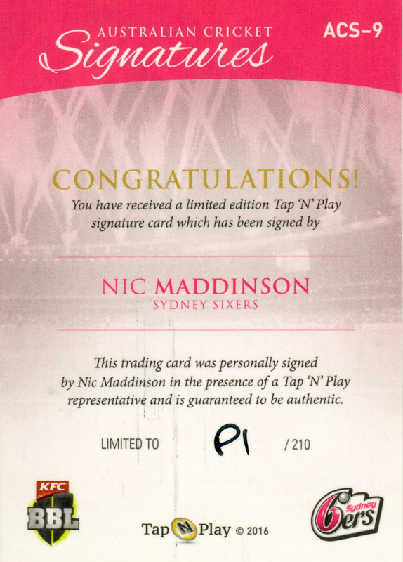 Nic Maddinson back