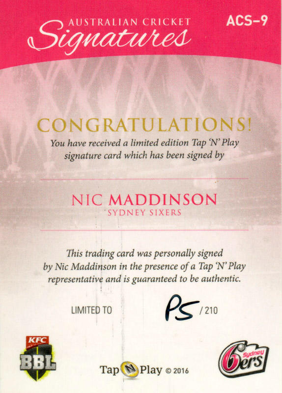 Nic Maddinson back