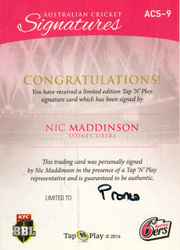 Nic Maddinson back