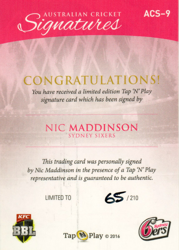 Nic Maddinson back