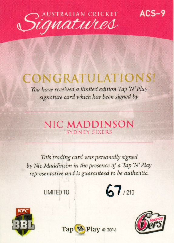 Nic Maddinson back