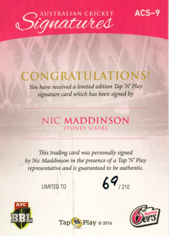 Nic Maddinson back