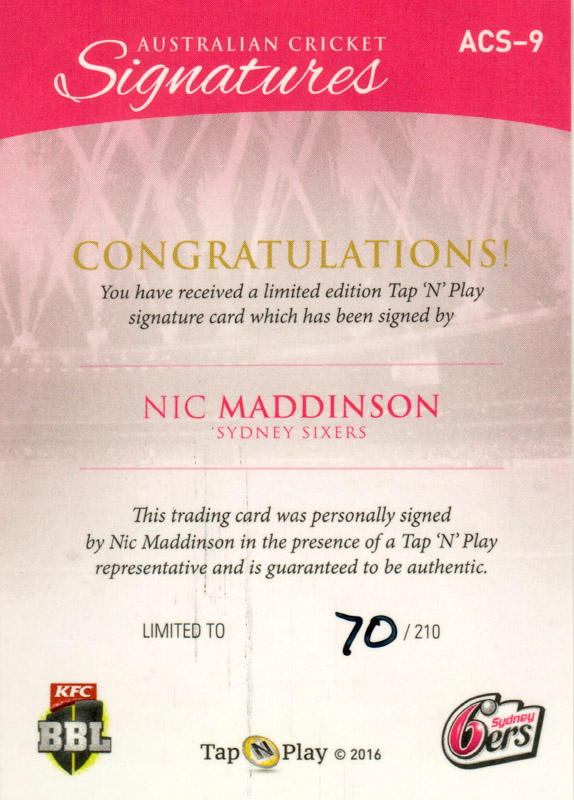 Nic Maddinson back