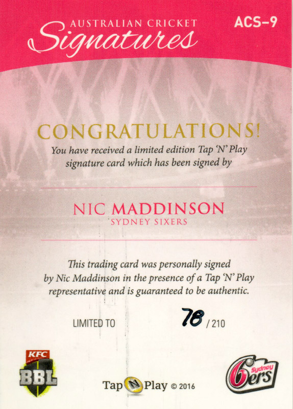 Nic Maddinson back