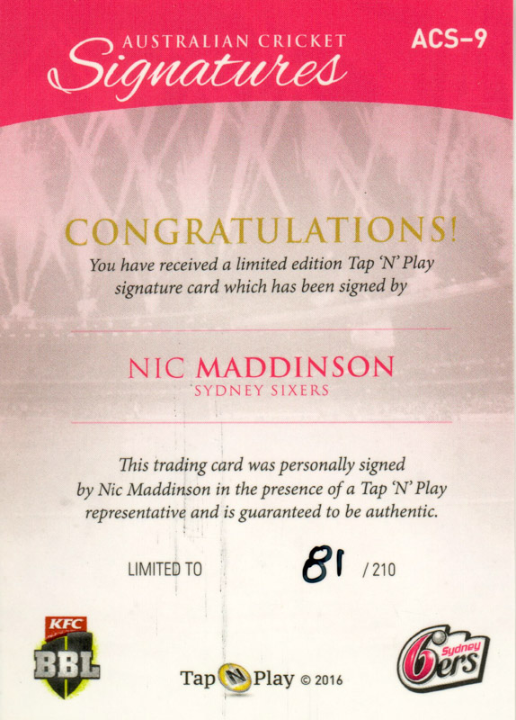 Nic Maddinson back