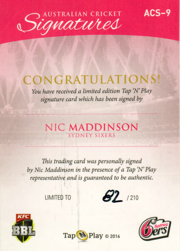 Nic Maddinson back