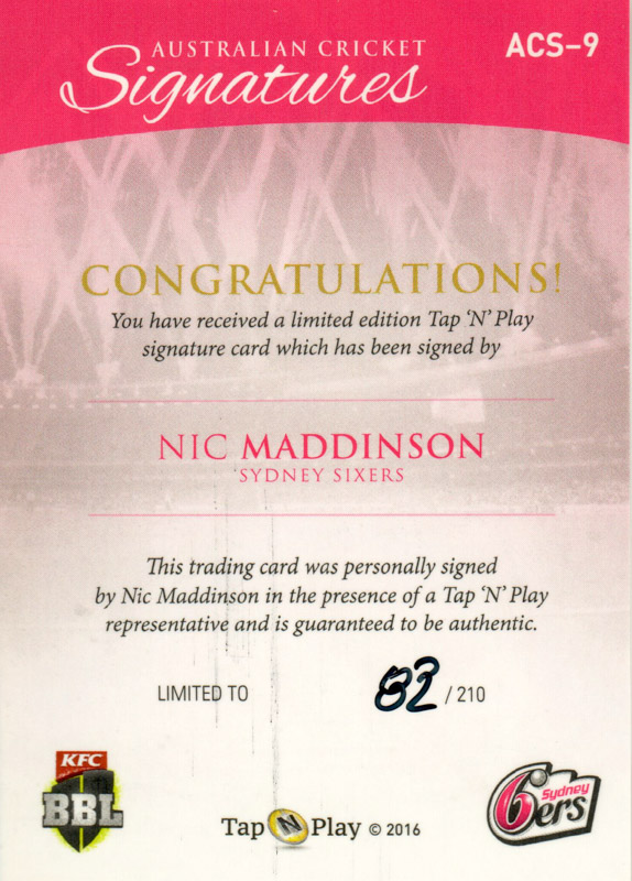 Nic Maddinson back