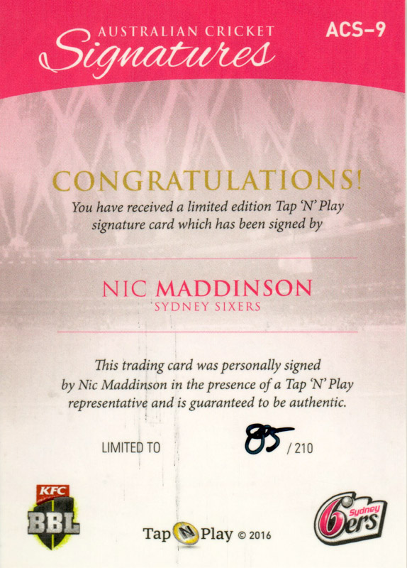 Nic Maddinson back