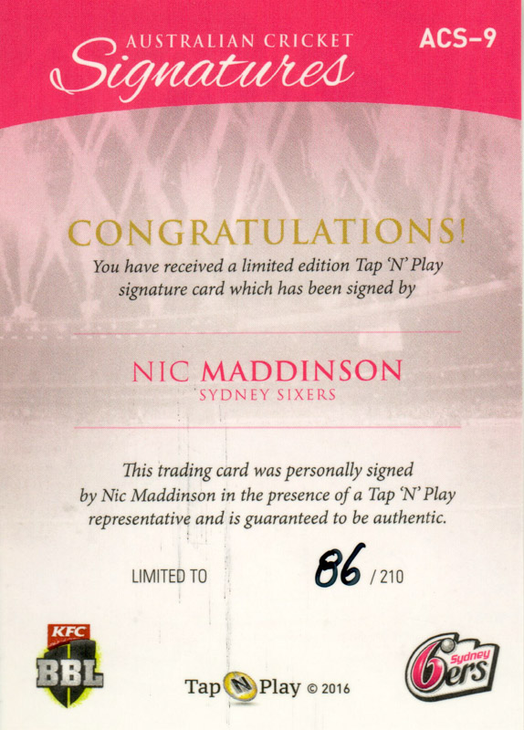 Nic Maddinson back