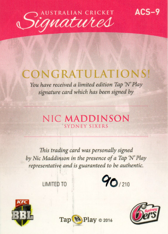 Nic Maddinson back