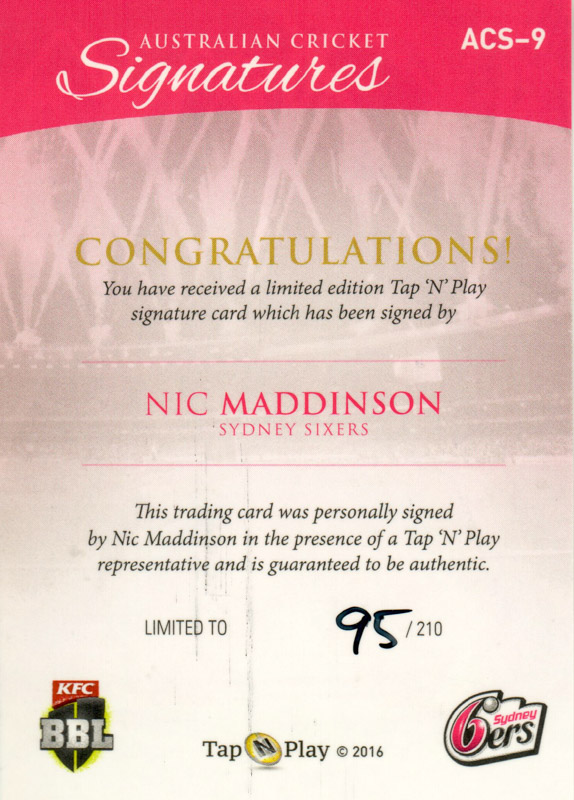 Nic Maddinson back