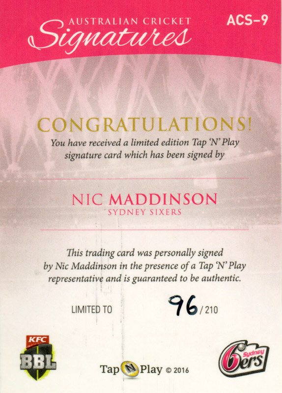Nic Maddinson back