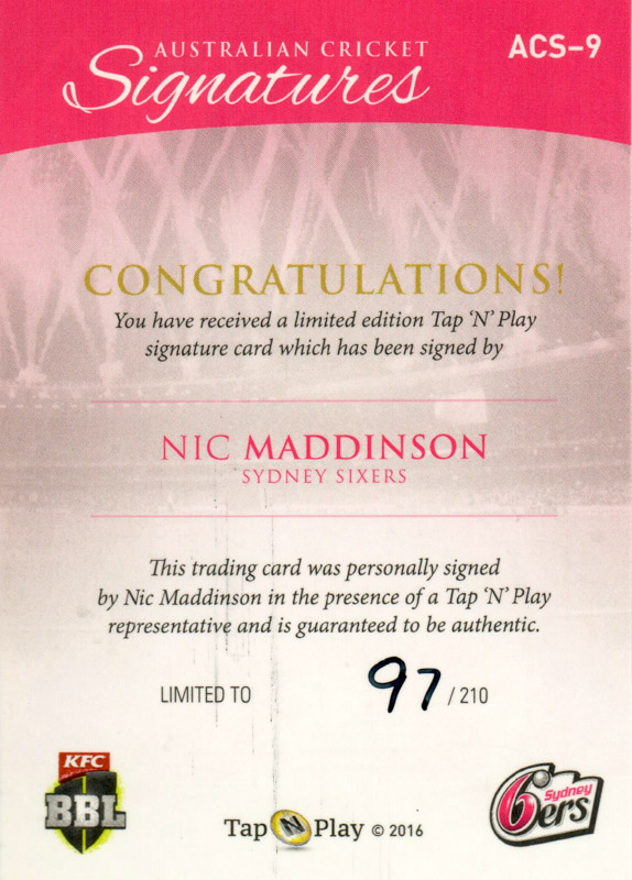 Nic Maddinson back