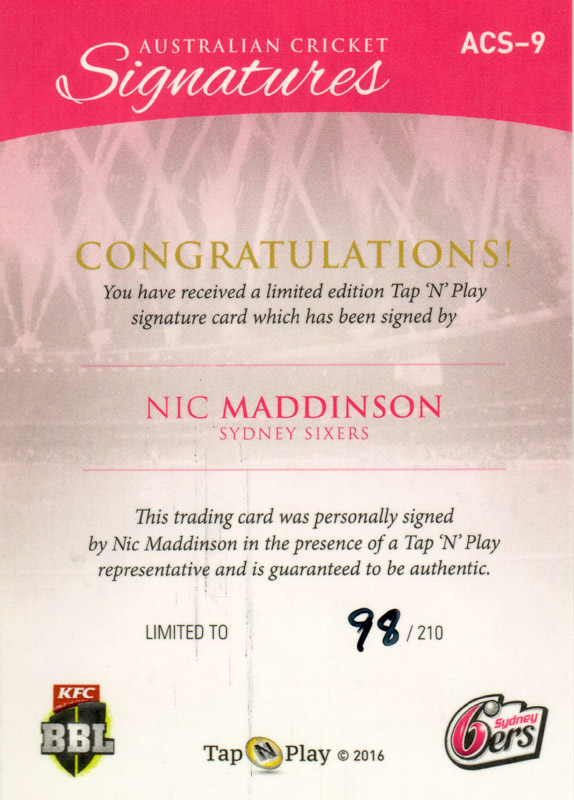 Nic Maddinson back
