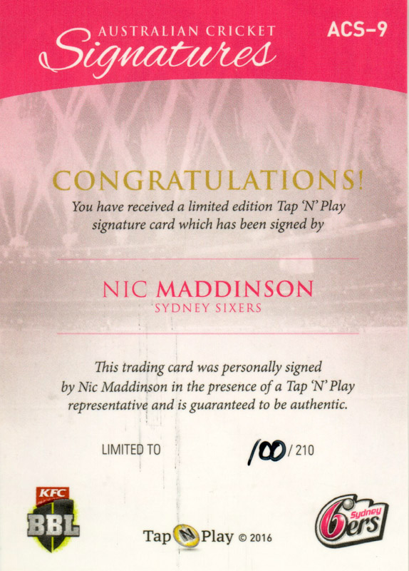 Nic Maddinson back