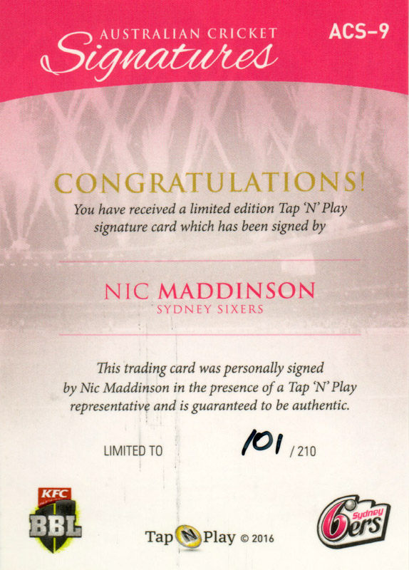 Nic Maddinson back