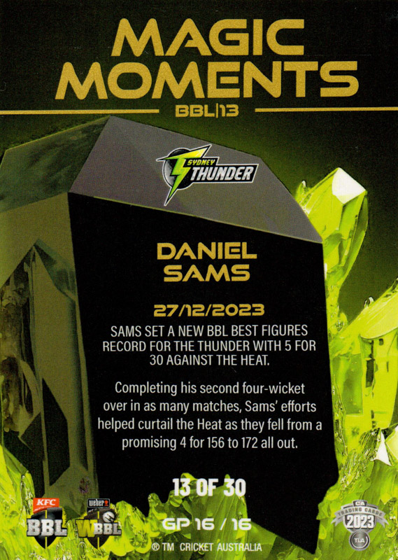 Daniel Sams back