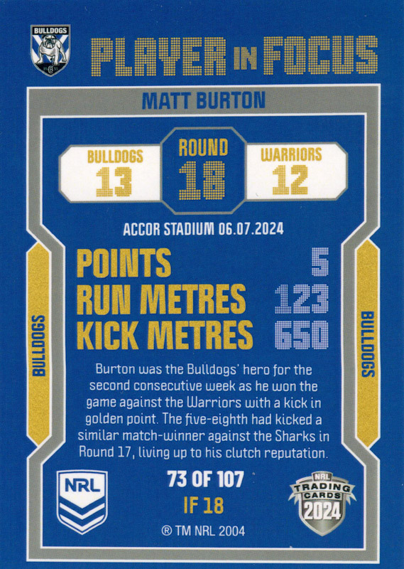 Matt Burton back