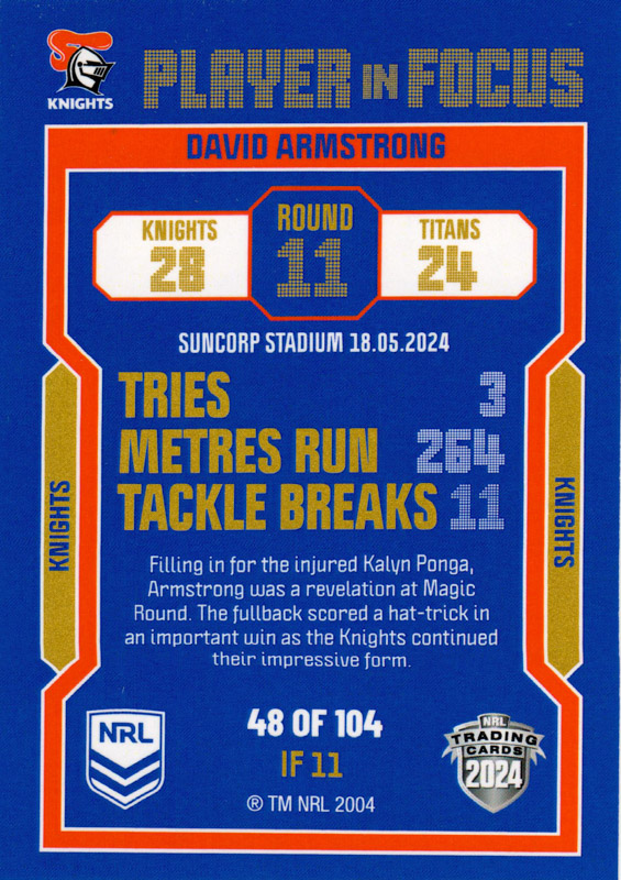 David Armstrong back