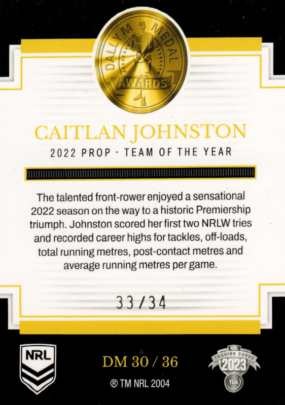 Caitlan Johnston back