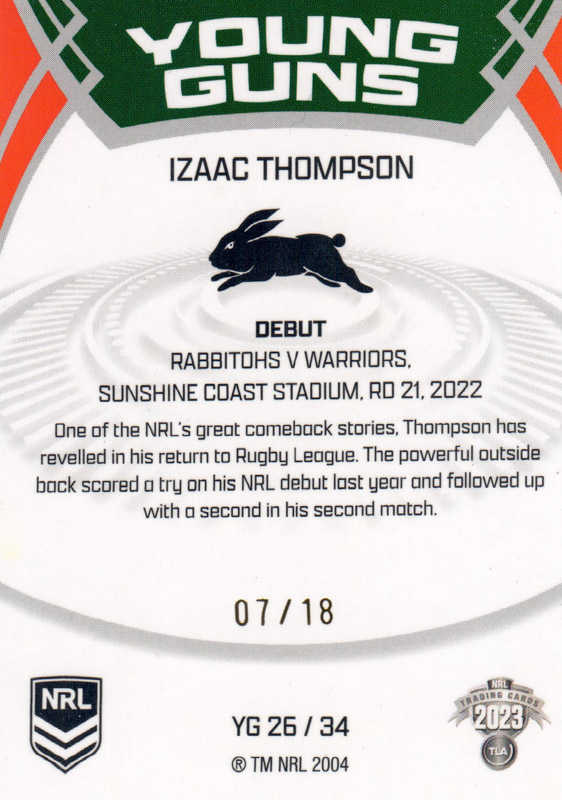 Izaac Thompson back
