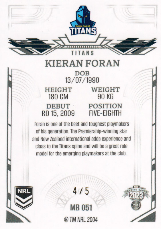 Kieran Foran back