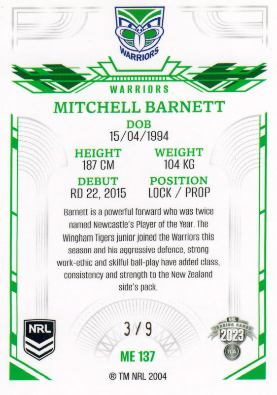 Mitchell Barnett back