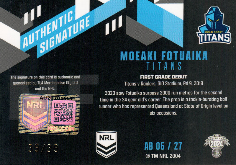 Moeaki Fotuaika back