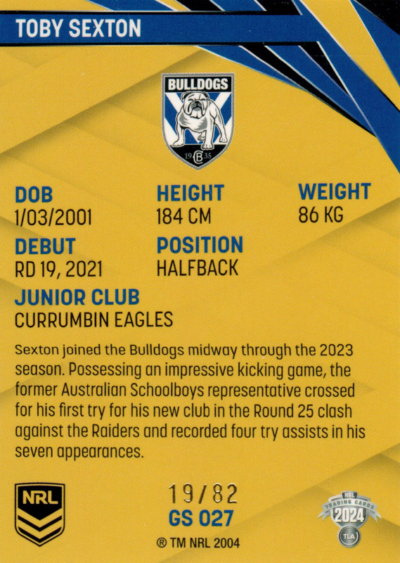 Toby Sexton back
