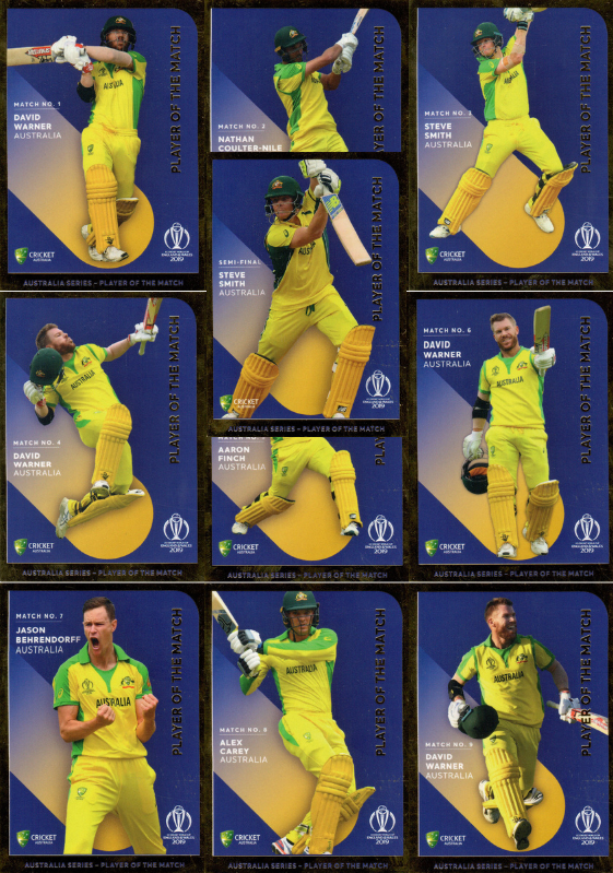 2019 Tap N Play Cricket World Cup - Australian Players of the Match - Full Set of 10