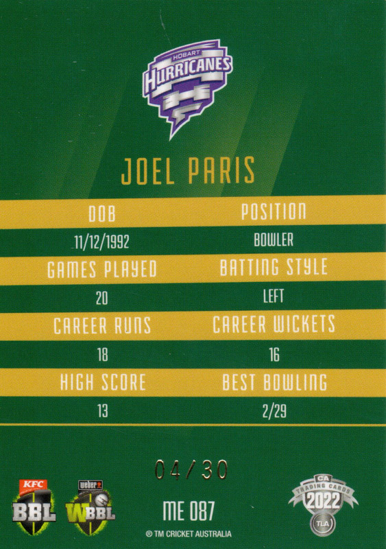 Joel Paris back
