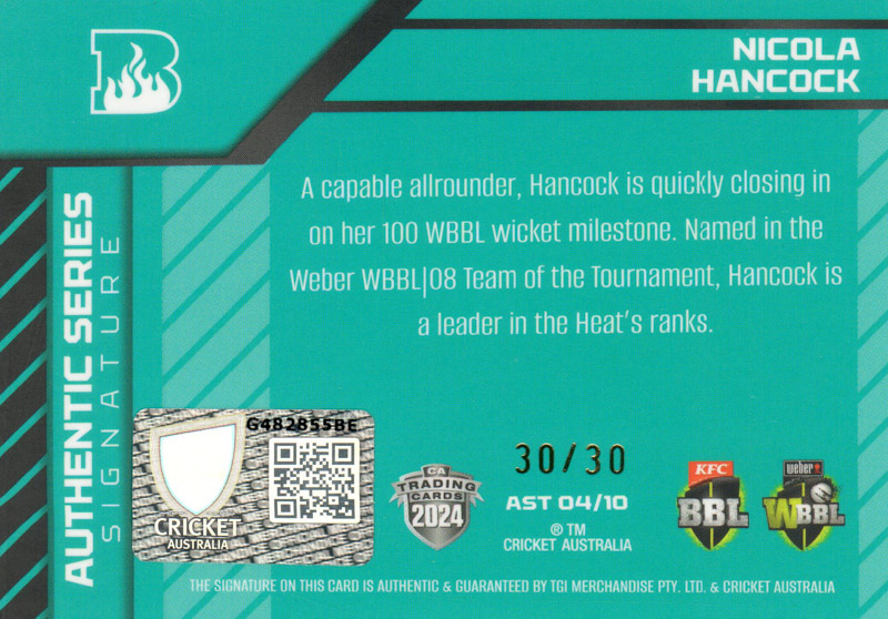 Nicola Hancock back